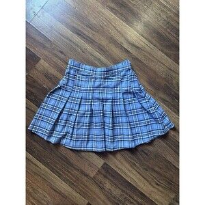 Hollister Vintage Y2K Plaid Pleated Ultra High Rise Mini Skirt XS Blue